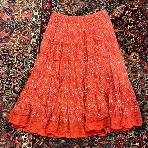 Red Floral Max Studio Skirt